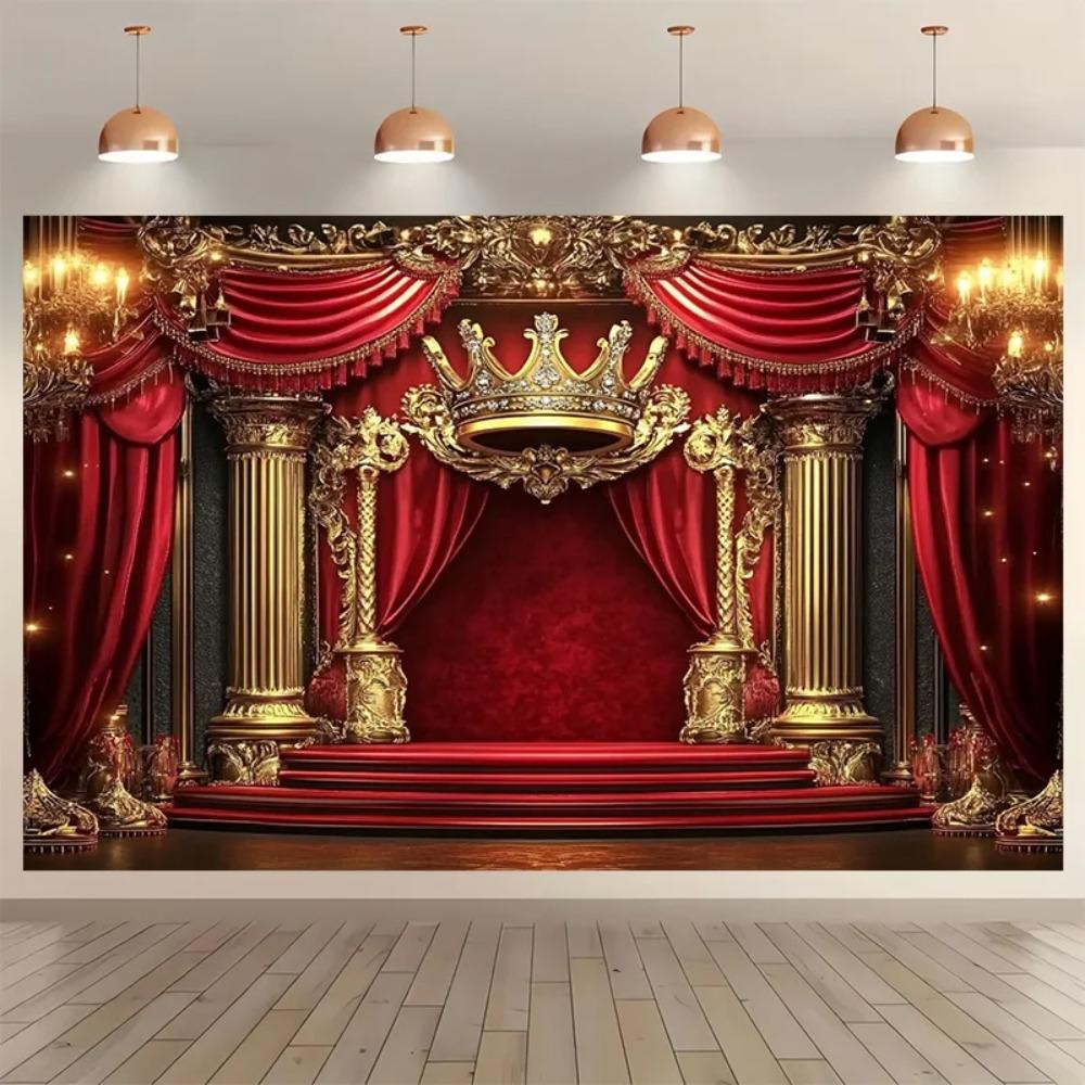 Luxury Gold Relief Pillar Crown Themed Banner Background Adult Birthday Party Family Gathering Decoration Photography Backdrop