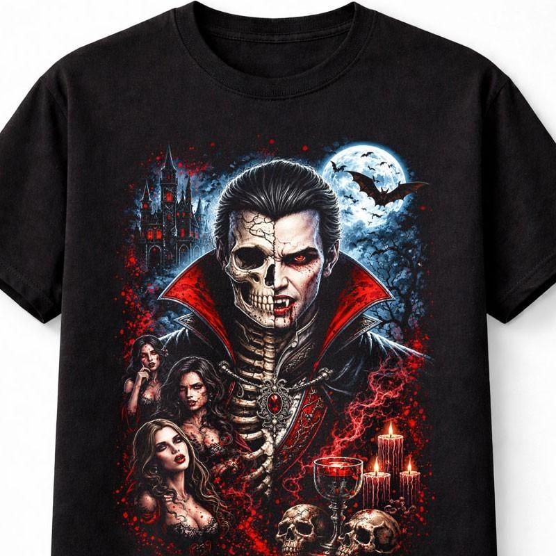 Dracula Vampire Skeleton Gothic Horror Halloween Unisex TShirt