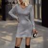 One-step Skirt Autumn Winter Sweater Waist Slimming Casual Holiday Woolen Dress
