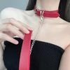 Red Feminine Choker Necklace: Leash-Style Collar and Clavicle Chain