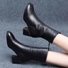 Martin Boots Women's Medium Heel Thick Heel Black Velvet Warm Versatile Short Boots New Autumn and Winter Cotton Boots