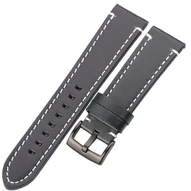 Genuine Leather Watchbands 18mm 20mm 22mm 24mm Black Dark Brown Women Men Cowhide Watch Band Strap Belt With Buckle