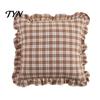 Modern Minimalist Cushion Covers Ruffle Throw Pillow Cover, Cotton Plaid Case with Frill Edge, 18x18 Living Room Home Accessories Inch 20x12