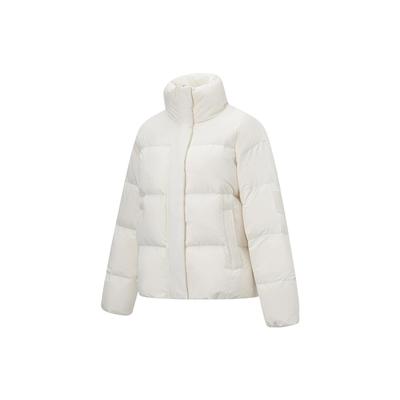 Li Ning Hot Pot Down Jacket Series Off-Season Stock Solid Color Stand Collar Loose Short Down Jacket Women topwear Off-White AYMT298-6