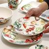 American Creative Vegetable Plate Garden Style Personality Ceramic Steak Pasta Plate Underglaze Color Salad Bowl Set