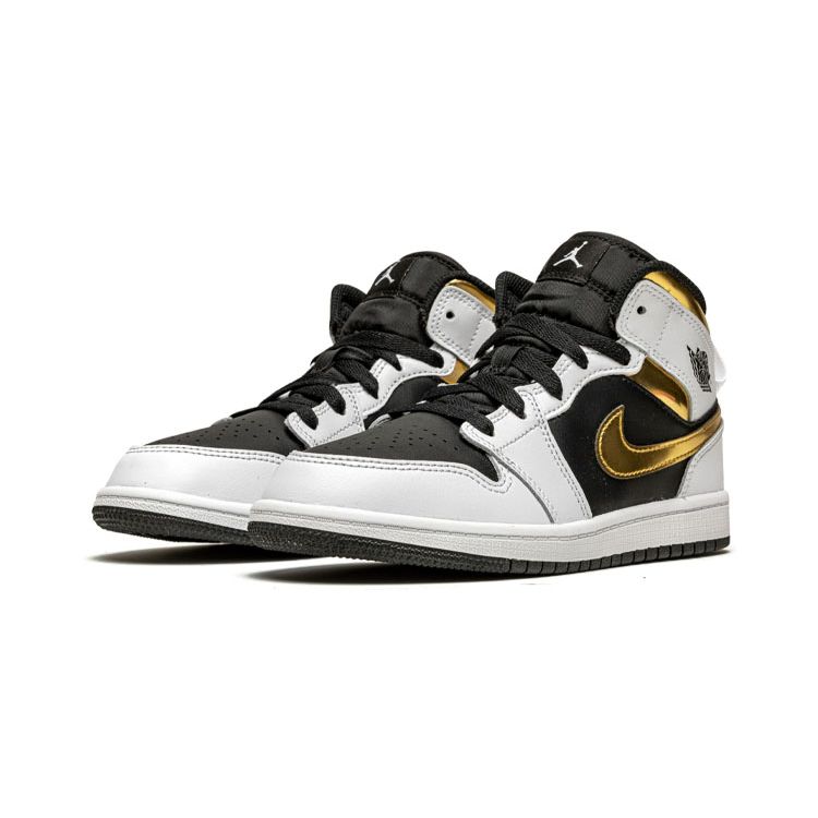 Детские кроссовки Air Jordan 1 Mid PS White Gold Multi-Color Black 640734-190