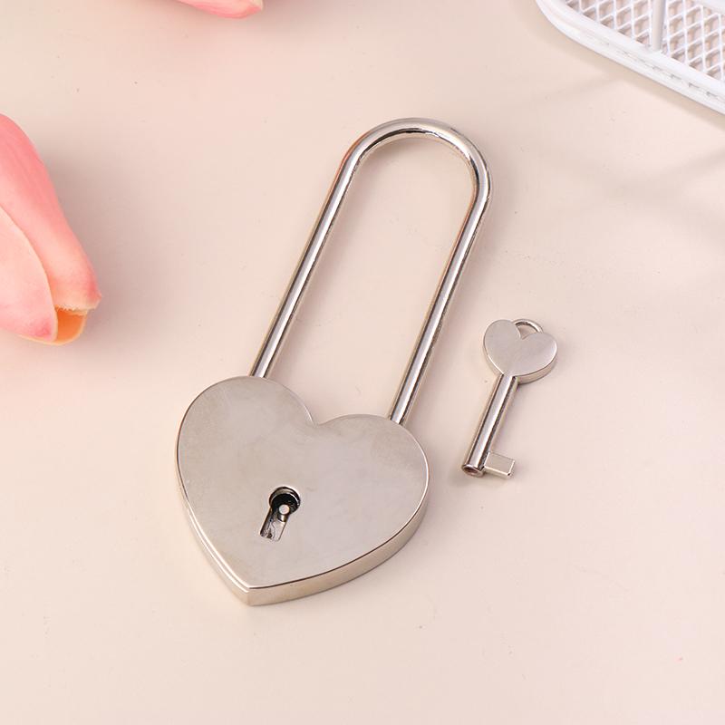 1 Set Metal Heart Shaped Padlock Antique Style Love Lock Set With Key Wedding Valentine'S Day Gifts Couple Wishing Lock