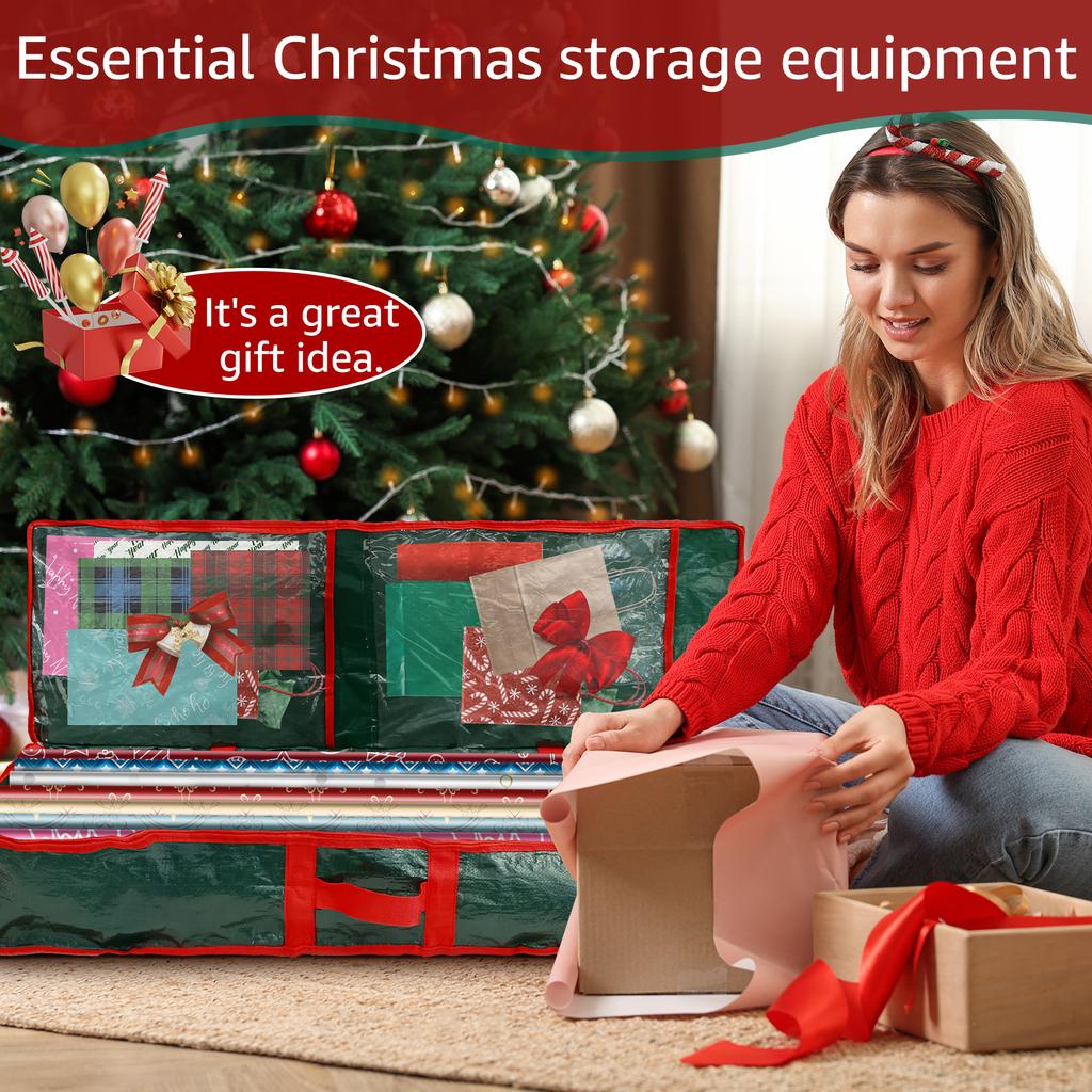 Контейнер для хранения оберточной бумаги большой вместимости, органайзер для подарочной упаковки, водонепроницаемая сумка для хранения рождественской оберточной бумаги, складной