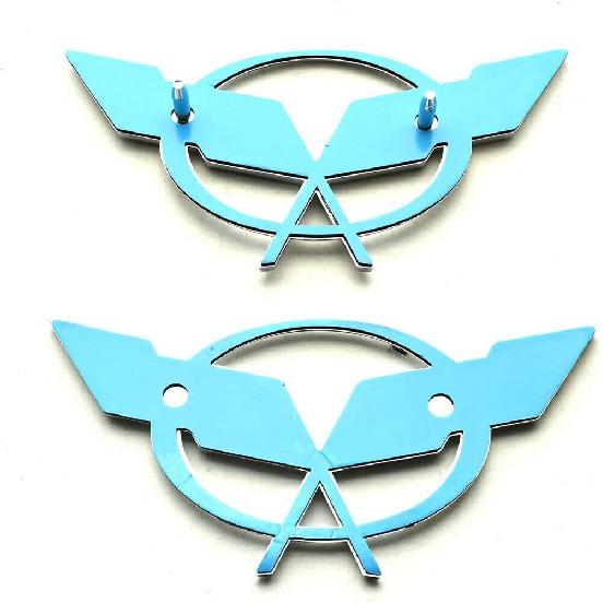 Pair Set 1997-2004 Corvette C5 Front Nose Emblem and Rear Deck Lid 3D Crossed Flags Badge Replacement for Corvette (Black Red)