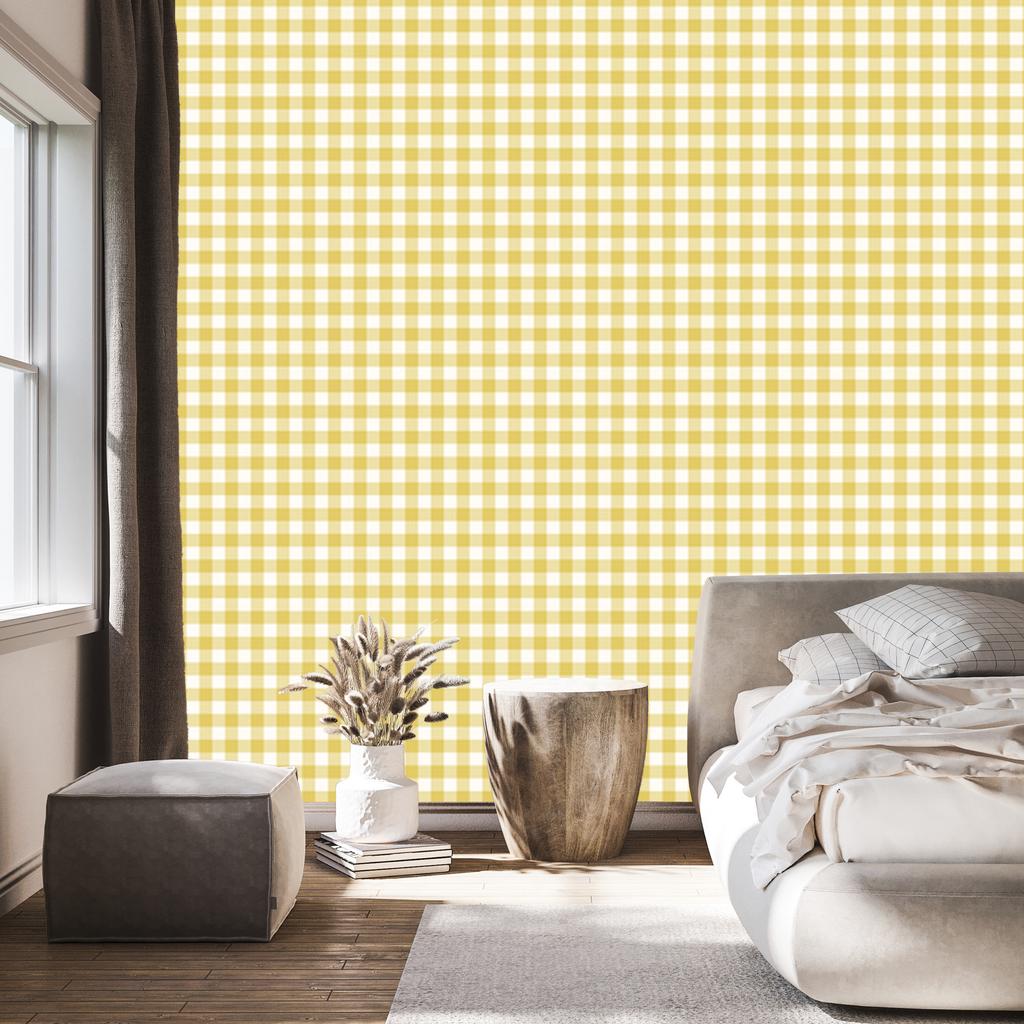 Wallpaper Fabric Pattern Cream, White and Yellow for Living Room and Bedroom 50x1000