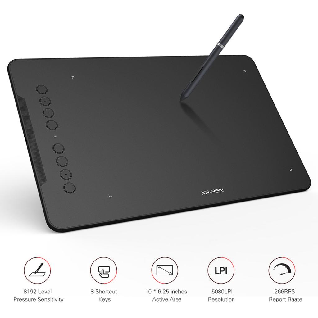 Графический планшет XP Pen Deco 01 10 * 6,25 дюймов с 8192 уровнями чувствительности к нажатию, не требующий батареек
