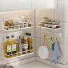 Punch-Free Kitchen Spice Storage Rack Home Wall Mounted Metal Seasoning Shelf Adhesive Hanging Sundries Organization Holders