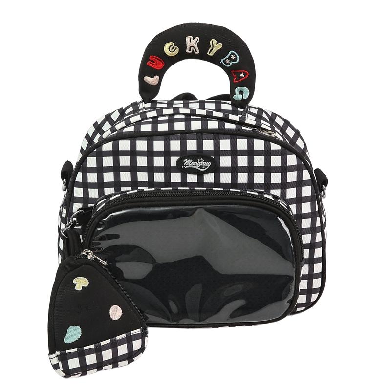 Клетчатая сумка-ите Original Preppy Style Прозрачные рюкзаки Рюкзак большой вместимости Универсальная школьная сумка Сумки с буквами для женщин