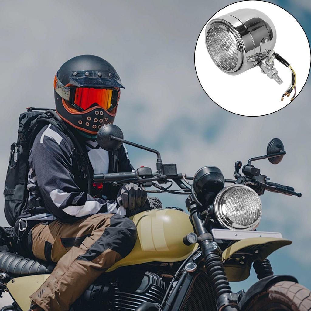 Motorcycle Headlight Assembly Dust Proof Alloy Shell Lamp Retro Motorcycle Headlamps For Bike Riding Night Driving Outdoor
