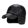 Black Velvet Cotton Cap Leather Cap Ear Protection Middle-aged and Elderly Warm Baseball Cap