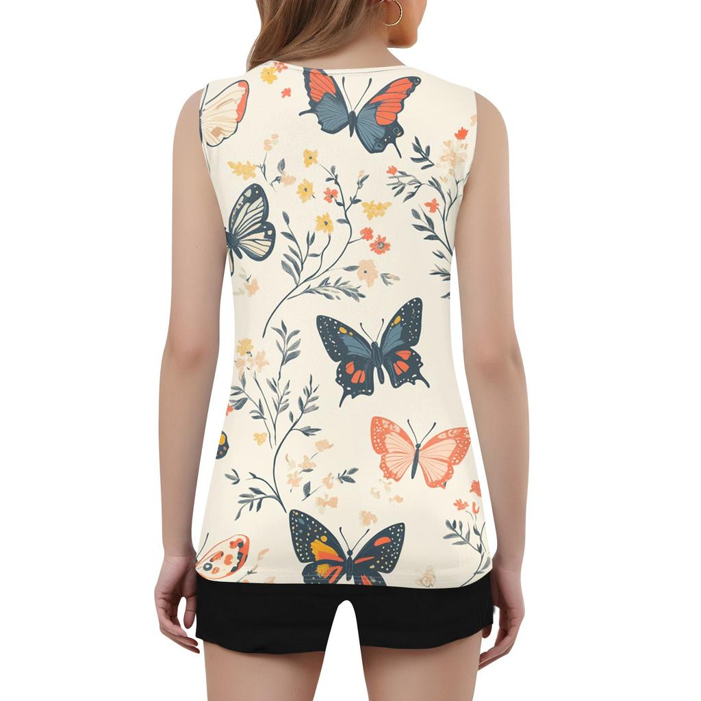 Женская майка с V-образным вырезом, базовая, с принтом, повседневная, струящаяся, без рукавов, с глубокими боковыми вырезами для женщин