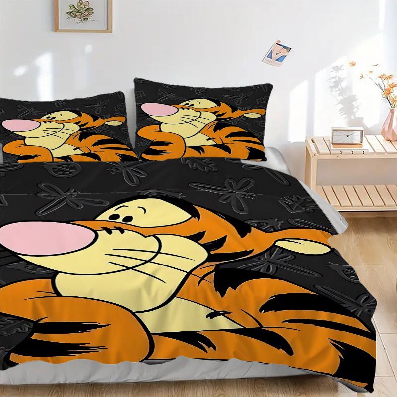 3pcs set Tigger1pc of quilt cover+2pcs of pillowcase, no core, print bedding, All Seasons Bedroom Setting046