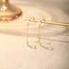 Fashion Jewelry 925 Sterling Silver Long Tassel Chain Diamond Heart Shape Zircon Gold Plated Stud Earrings for Women