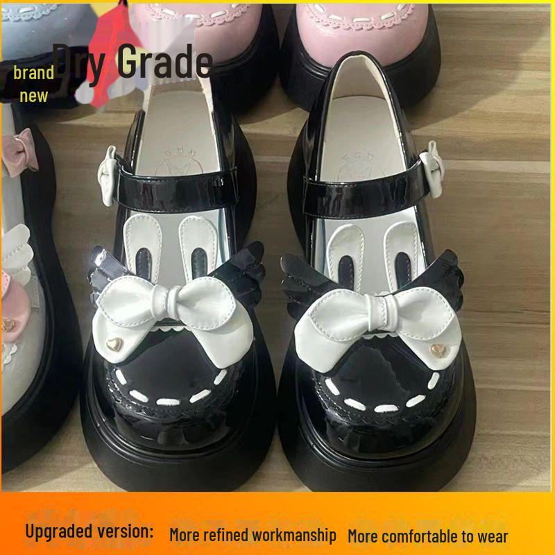 2023 Милые туфли Мэри Джейн с бантом в стиле Лолиты из мягкой кожи для женщин - толстая подошва, стиль JK