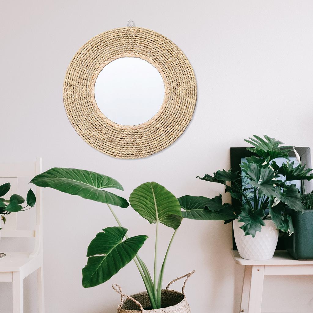 Boho Round Wall Mirror Vintage Mirror Wall Mirror Round Decorative Wall Mirror Wall Decor Circle Mirror Rattan Farmhouse Decor