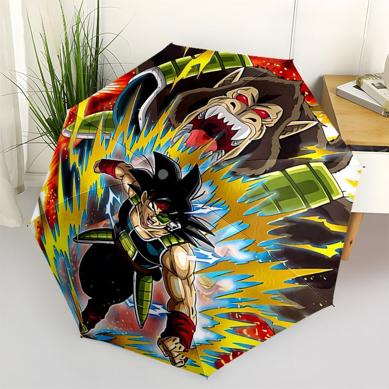 1pc Dragon Ball Z Goku & Beerus Outdoor Umbrella - Automatic Opening/Closing - Portable 3-Fold Design - 8-Rib Iron Frame - Ideal Gift for Fans, Travel