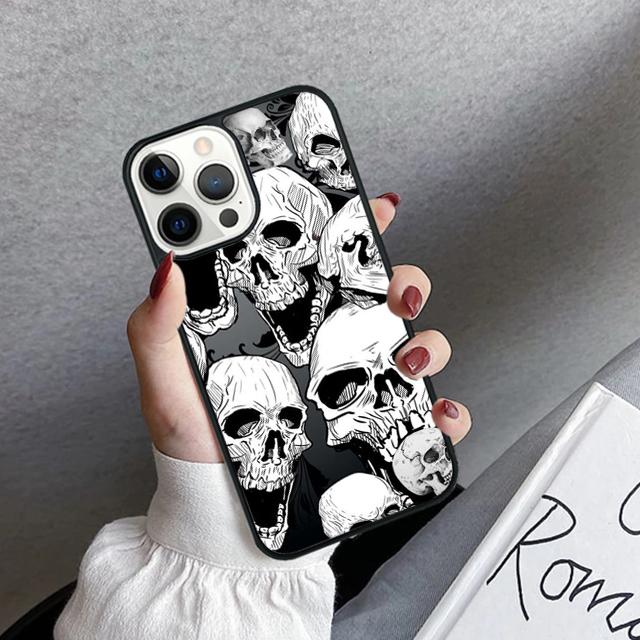 Крутой готический чехол-бампер с черепом для iPhone 17 Air 16 15 14 plus 12 13 pro max coque Shell Fundas