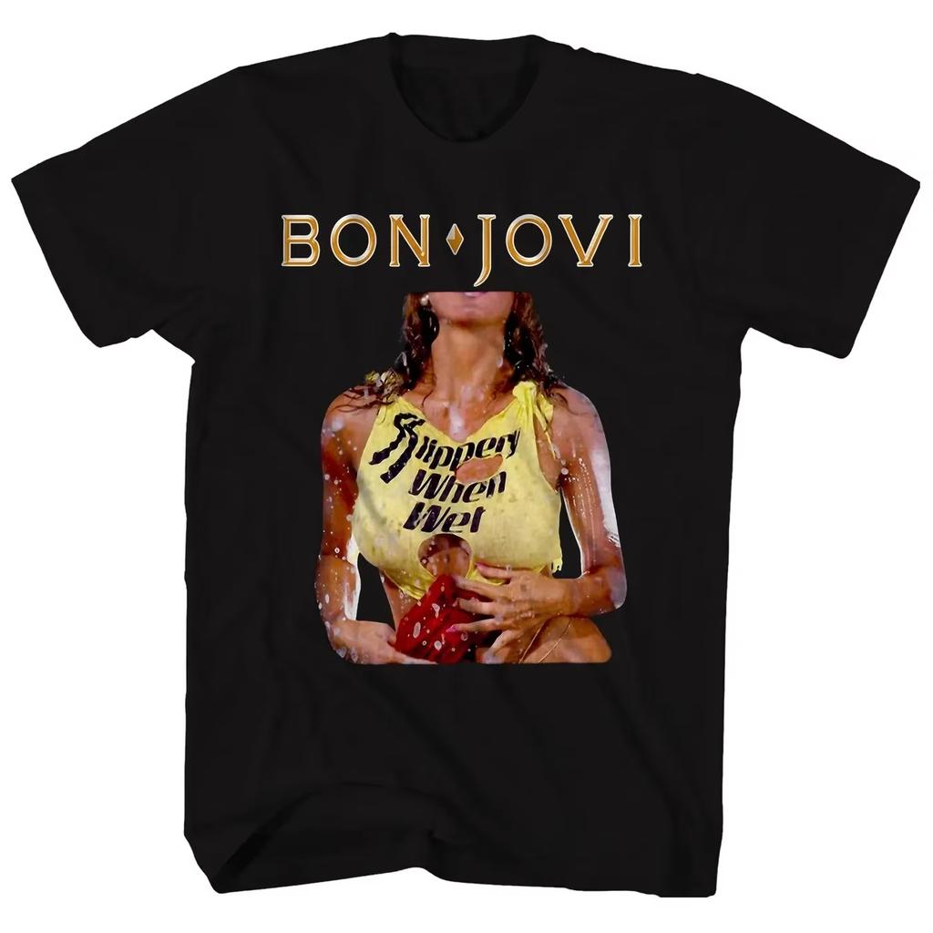 2026 Горячая Распродажа Футболка Bon Jovi Логотип Сердце и Кинжал Футболка Bon Jovi Футболка Унисекс Унисекс Хлопок Повседневная Свободная Уличная Одежда Оверсайз Футболка