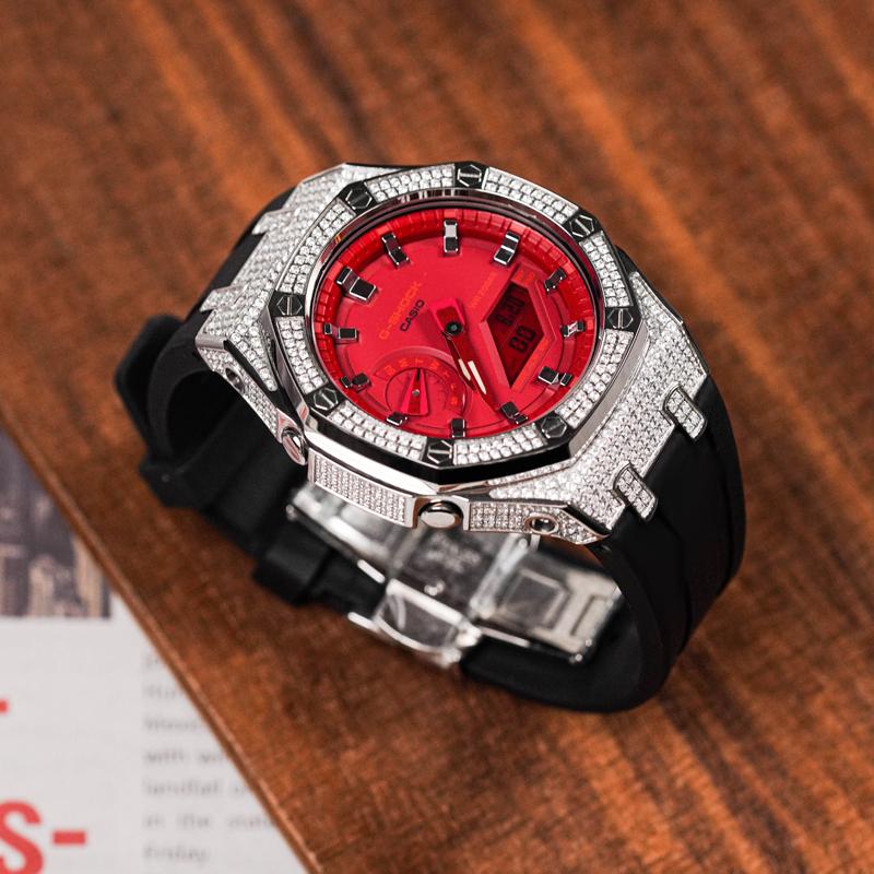 CASIO Unisex Liquid Crystal,Analog Dual Display Series 48.5mm Red Watch GA-2100-4A(Watch8--)