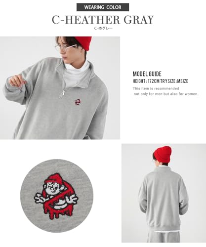 IMPROMES SIDEWAY STANCE Men's Half-Zip Fleece Sweatshirt with Embroidered One-Point Design, 70220, Navy