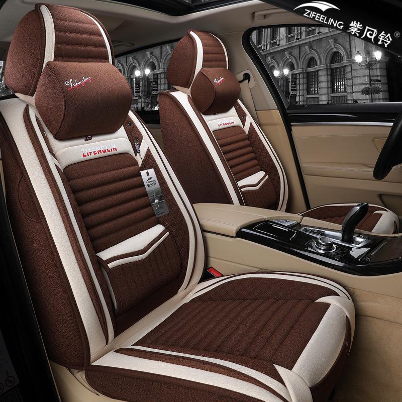 Льняной чехол для сиденья автомобиля Binyue Four Seasons - 2021 г., дизайн с полным объемом