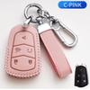 Oli Leather Car Key Case Cover for Cadillac ATS CT6 CTS DTS XT5 Escalade ESV SRX STS XTS ELR 2014-2018 Remote Key Holder Keychain
