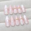 Three-dimensional manicure tablets, gentle small gold beads, explosive French temperament removable medium and long almond nail diamonds 24 pieces