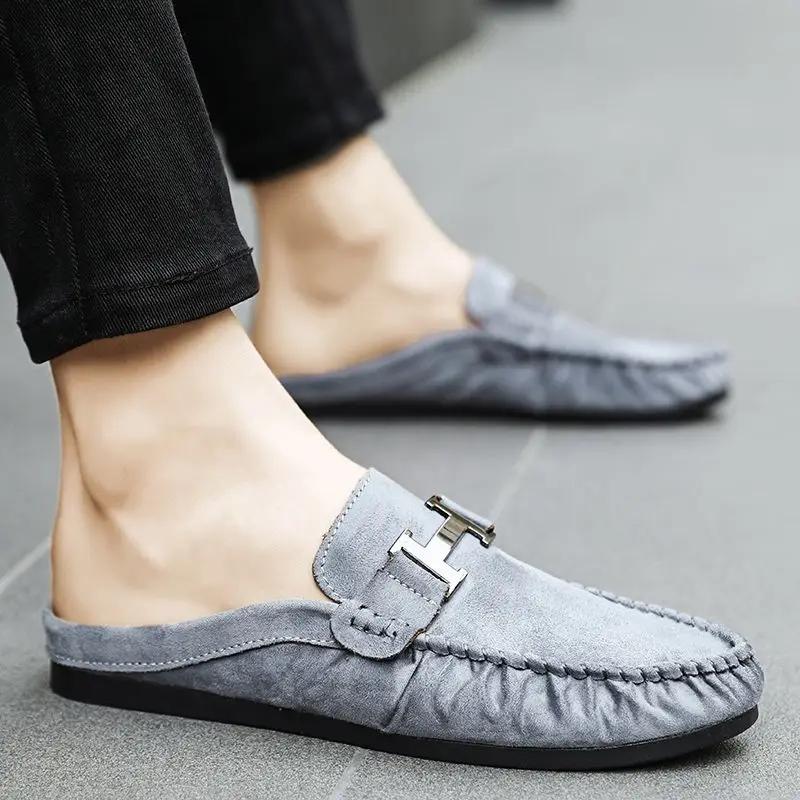 Мужская обувь мюли шлепанцы половина 2024 модные мужские тапочки плоский стиль хлопушки резиновые летняя распродажа Y2k дизайнерские роскошные удобные