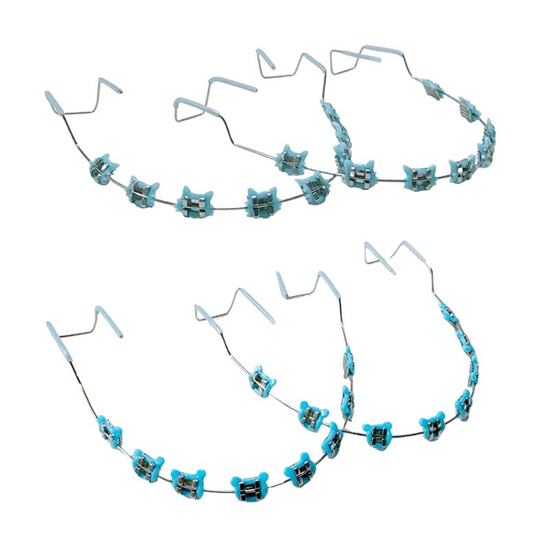 1 пара мультяшных накладных брекетов, разноцветные брекеты для зубов, временные металлические дуги, металлический брекет, ортодонтические лигатурные резинки, стоматологический инструмент