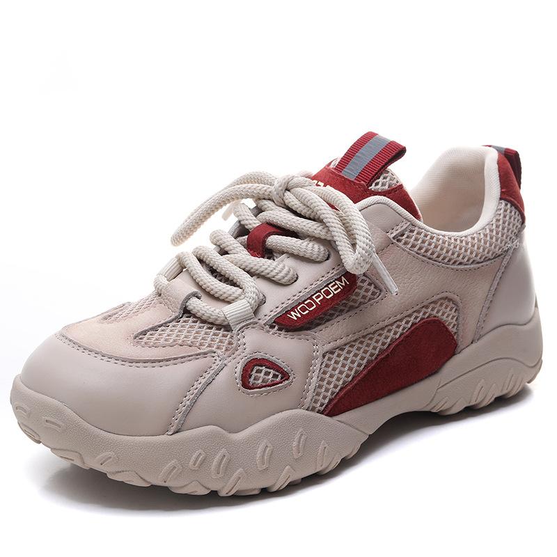 Johnature Спортивная обувь из натуральной кожи с сетчатыми вставками, дышащая, на мягкой подошве, повседневные универсальные женские кроссовки