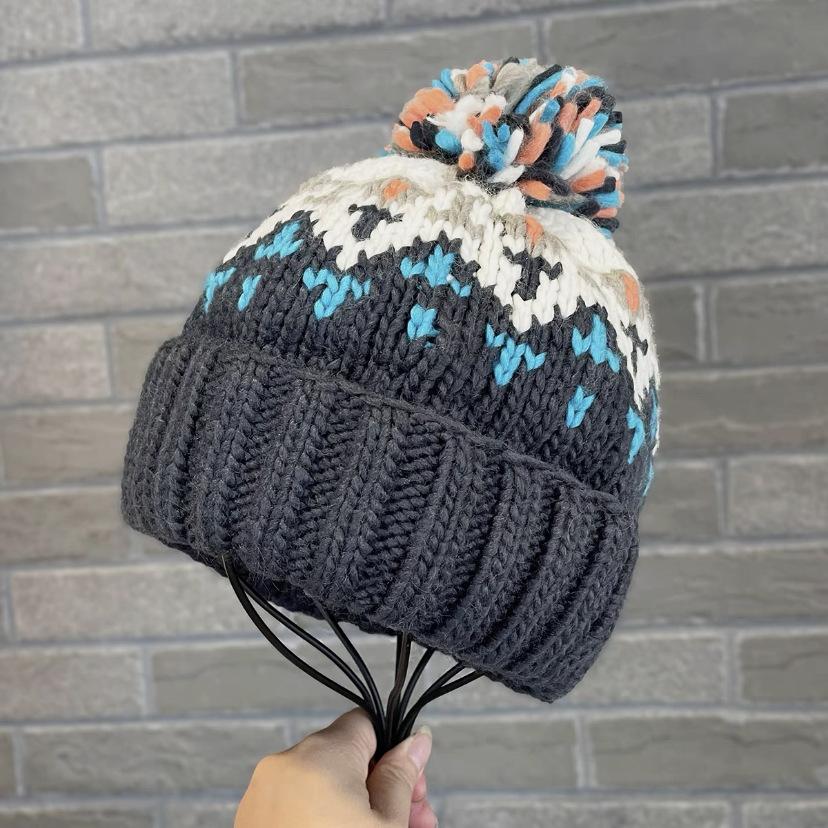 Цветная шапка-помпон женская осенне-зимняя универсальная теплая вязаная шапка милая шапка-купол с защитой ушей пуловер зимняя