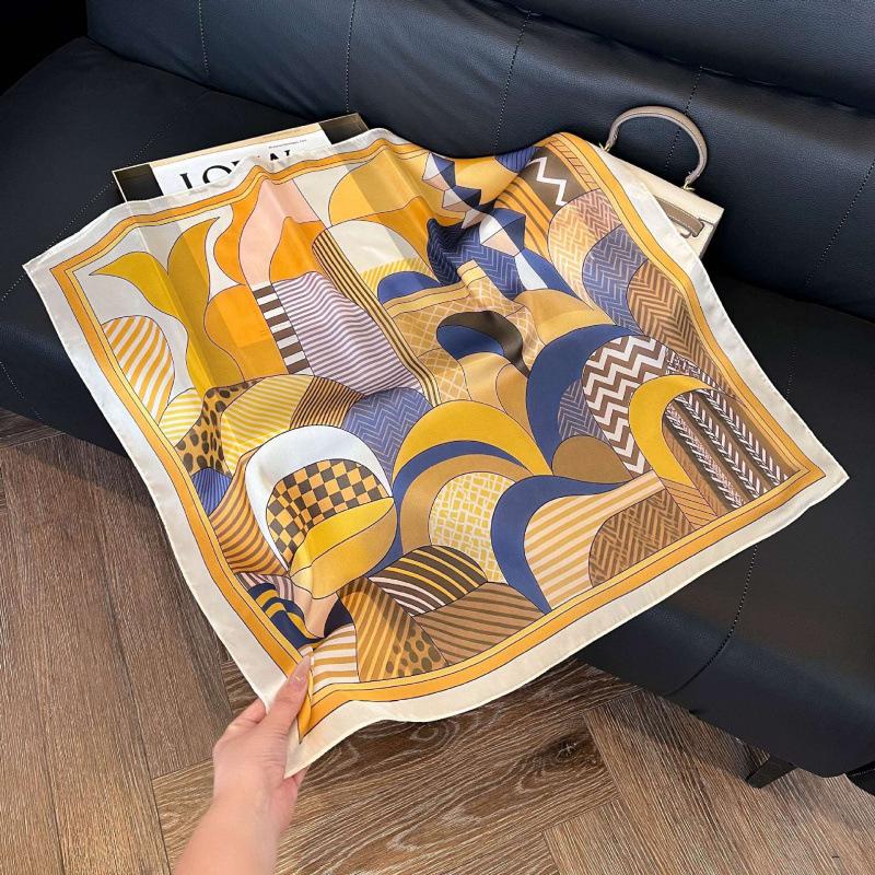 New Korean version of versatile printed decorative silk scarf, Chinese style temperament, elegant streamer, hair tie, bag, small scarf