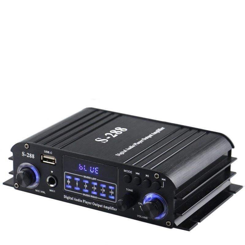S-288 Bluetooth USB аудио усилитель мощности автомобильный 4.0 канальный аудио динамик домашний кинотеатр HiFi стерео усилитель 17.6X10X4CM
