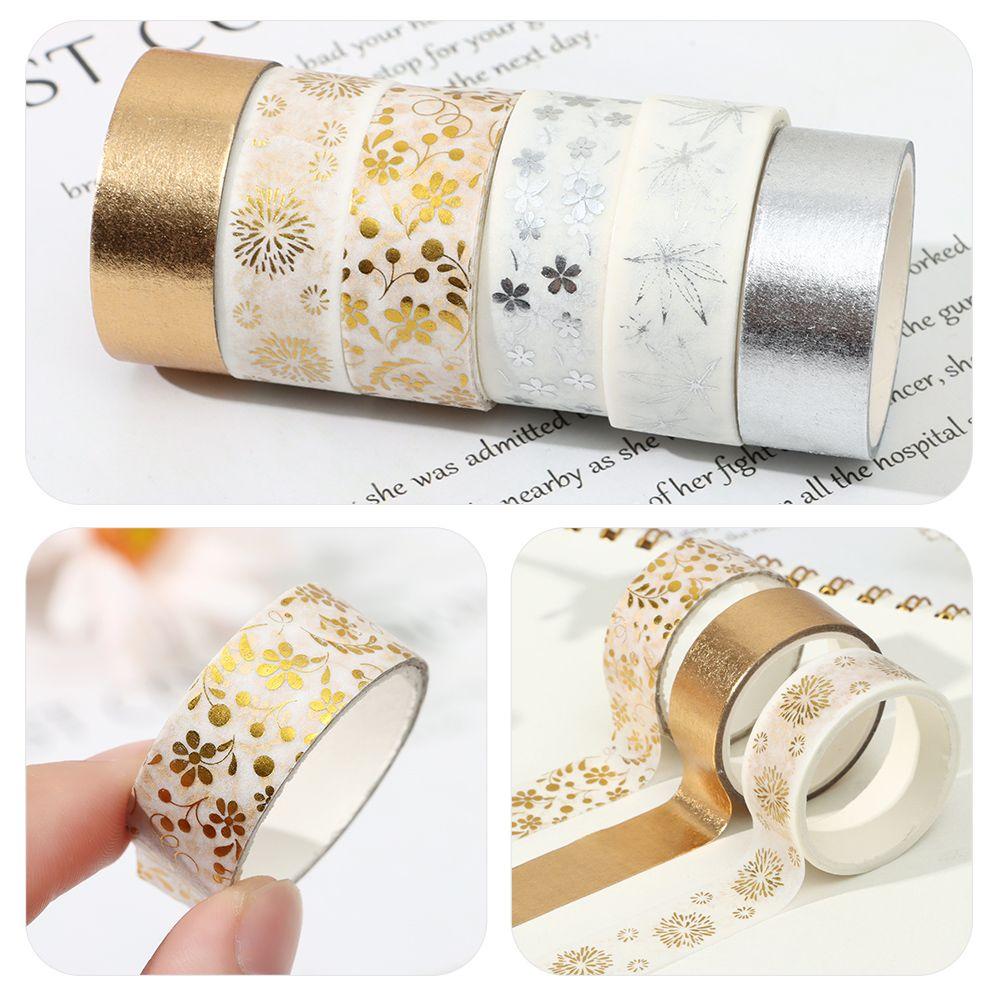 6 рулонов/набор клейкая лента для скрапбукинга золотая фольга цветок растение васи декоративная наклейка малярный скотч