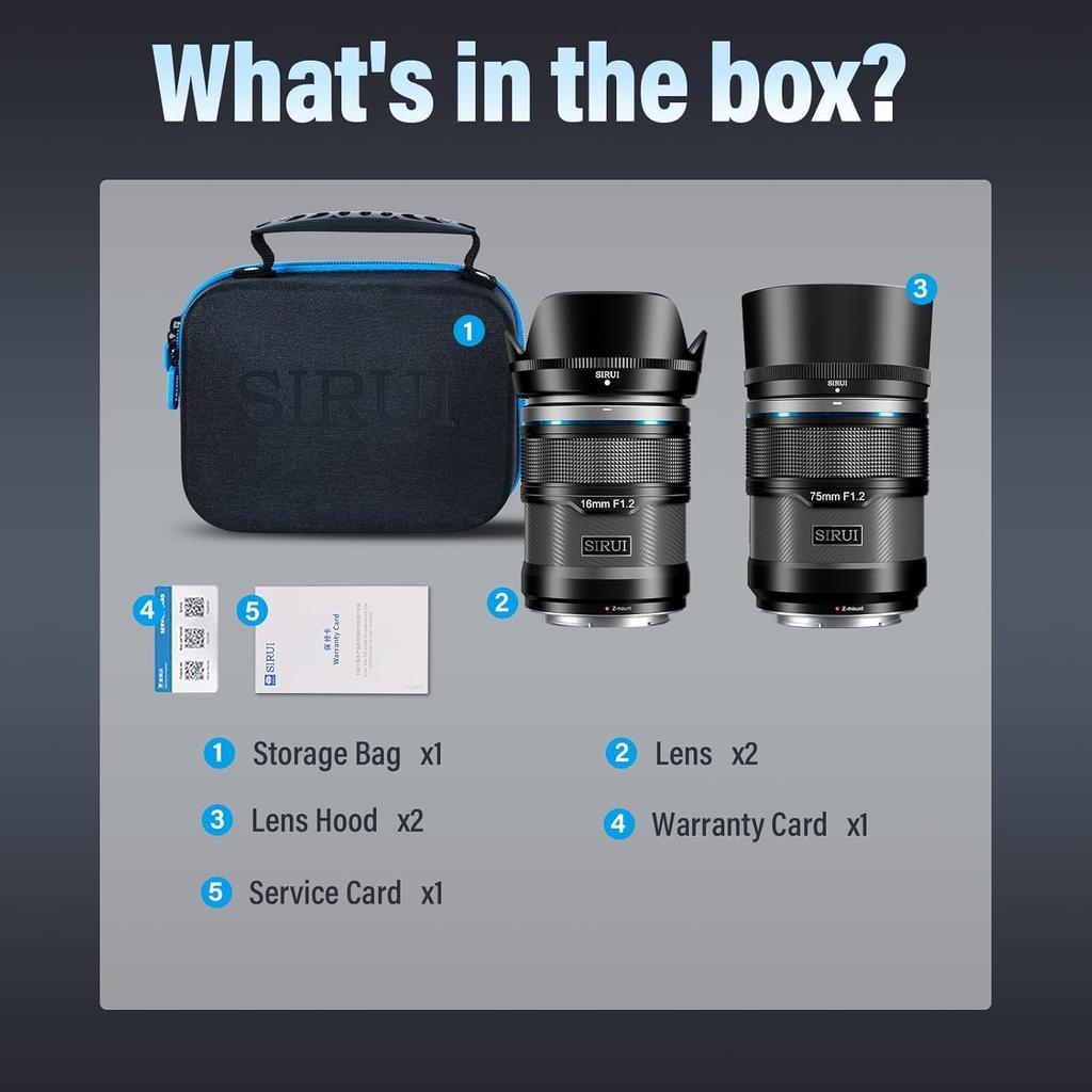 SIRUI Sniper 16mm and 75mm Autofocus Lens Camera Lens for and Zfc Set, F1.2 Wide-Angle APS-C Z8, Z9, Z5, Z6, Z7, (Z Mount, Black)