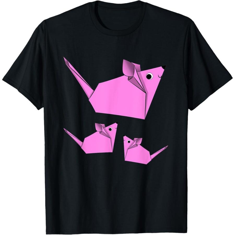 Mice Shirt Cute Pink Origami Mother Mouse and Baby Mice T-Shirt
