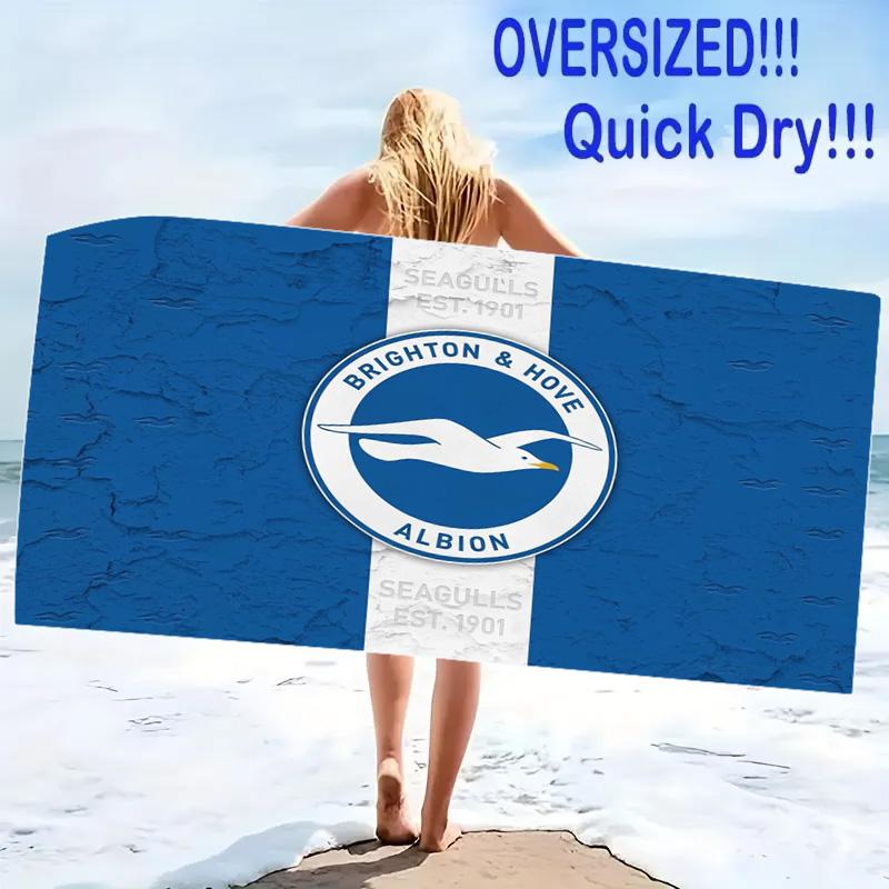 Пляжное полотенце с принтом Brighton & Hove Albion, Большое мягкое быстросохнущее полотенце для пляжа, кемпинга, плавания
