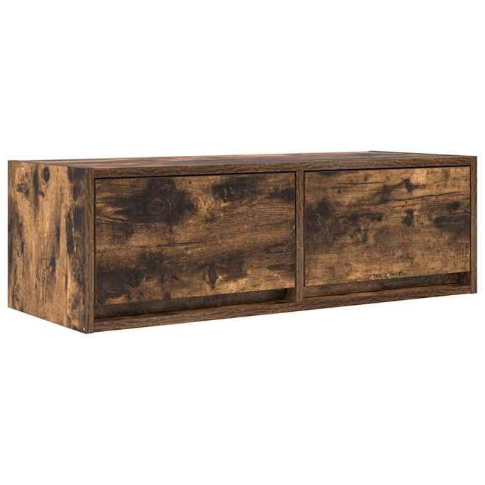 VidaXL Meuble TV chêne fumé 80x31x25,5 cm bois d'ingénierie, banc TV, meuble hifi, centre de divertissement, buffet TV, 861516