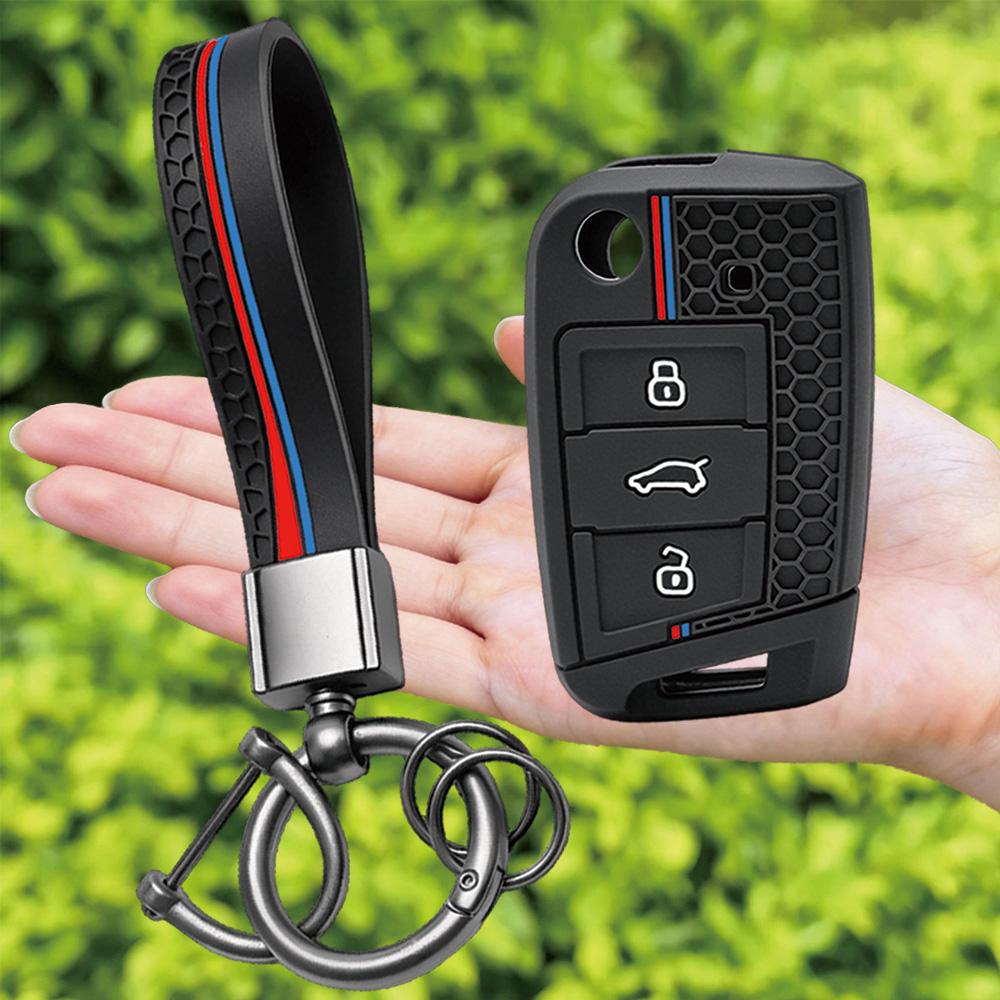 2026 Keychain Silicone Car Key Case Cover for Volkswagen VW Golf 7 MK7 Tiguan Mk2 for Skoda Octavia 3 A7 Kodiaq 2017-2021 SEAT