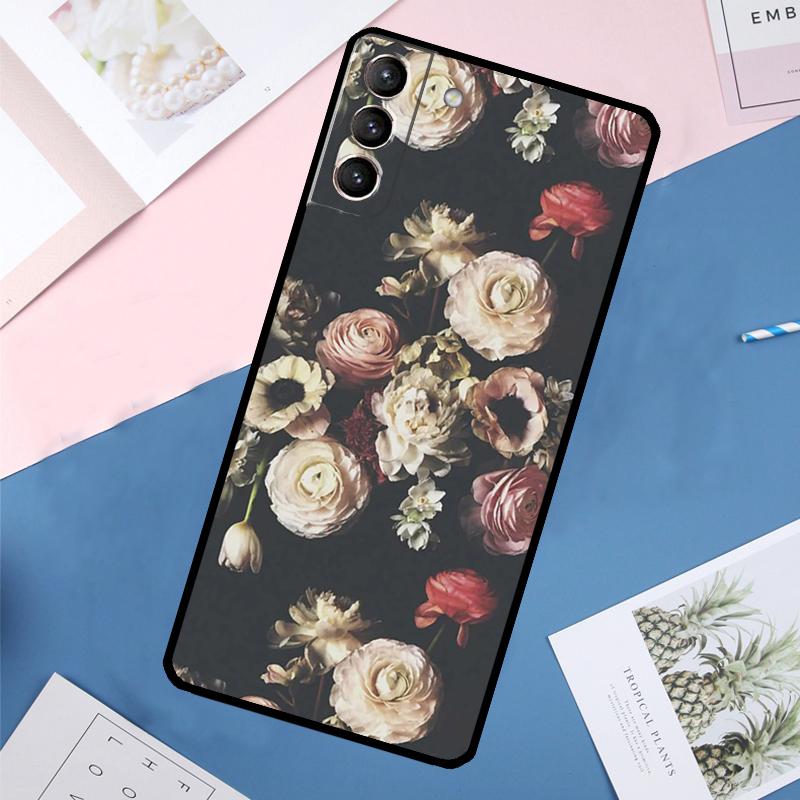 Чехол 'Полночный Цветок' Для Samsung Galaxy S24 Ultra S20 S21 S22 S23 S25 Ultra S9 S10 Plus S25 FE Задняя Крышка