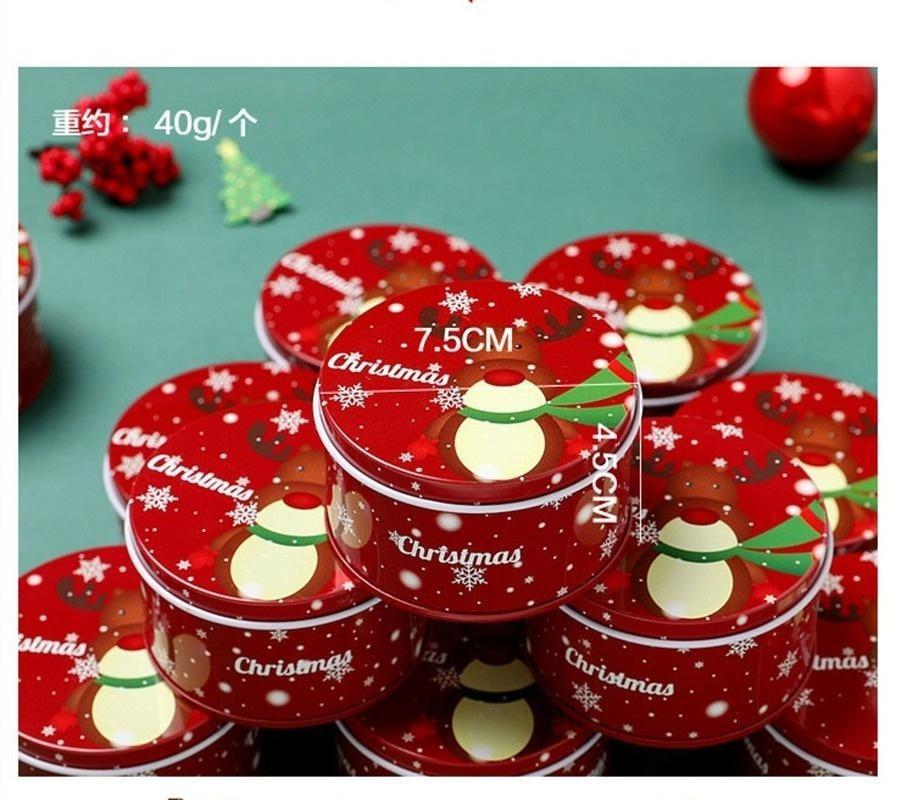 Металлическая круглая коробка для конфет, рождественский подарок, детская железная жестяная коробка, подарочная коробка Санта-Клауса, милая мини-жестяная коробка, подарочная жестяная коробка для ювелирных изделий