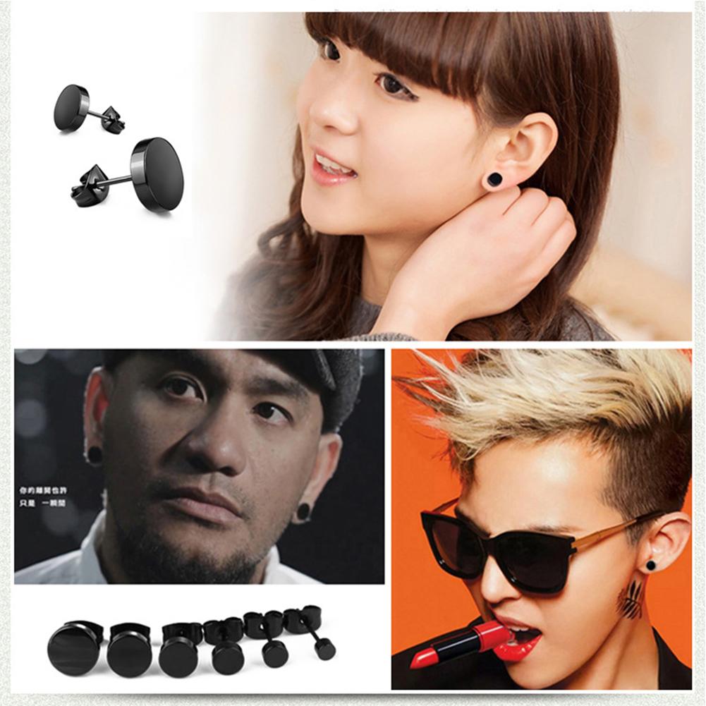 8 Pairs Men Women Stud Earrings Metal Round Dumbbell-shaped Tunnels Earrings (16 Pieces)