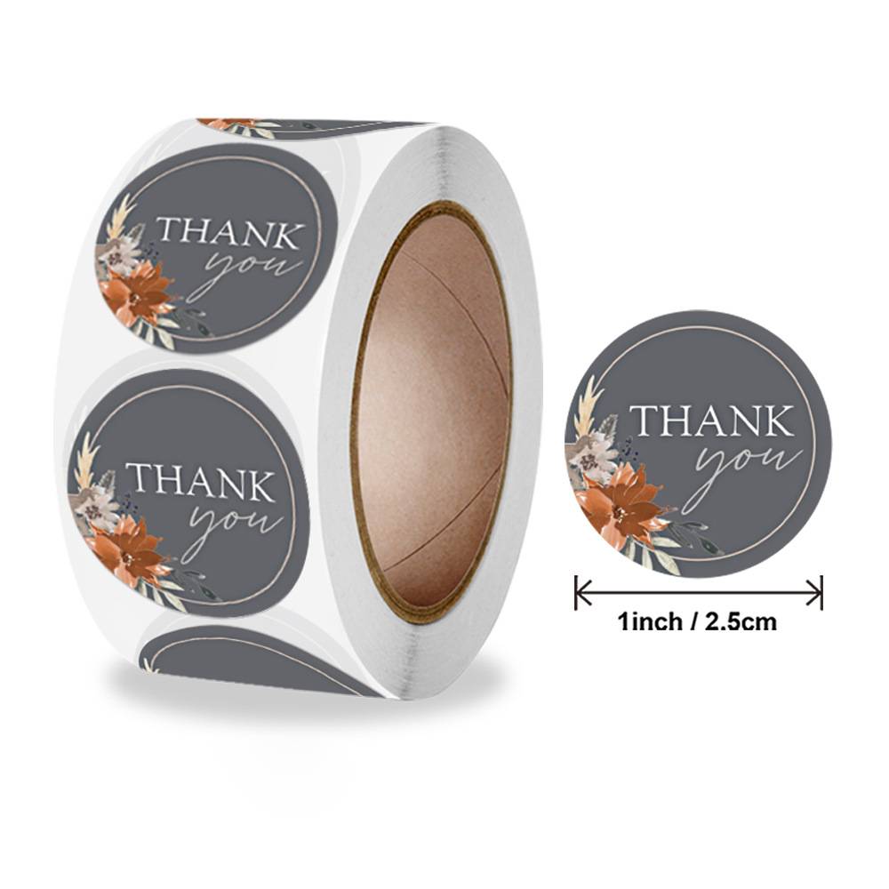 Около 500 шт. этикетки ручной работы в рулоне с цветами, наклейки «спасибо», скрапбукинг для украшения подарка, канцелярские наклейки, наклейка с печатью, этикетка