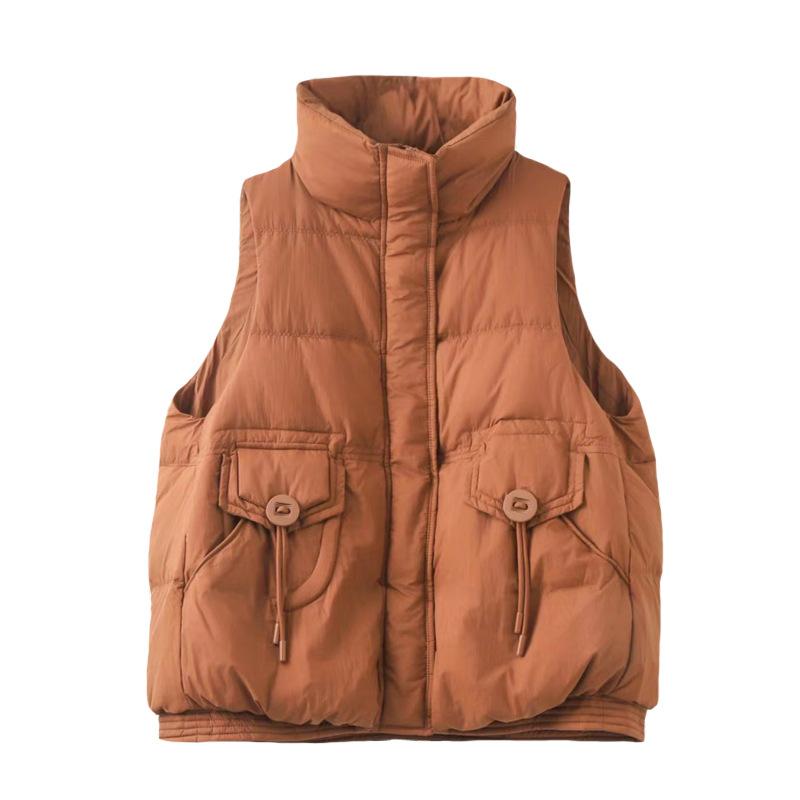 Новый китайский модный женский пуховый жилет 2024 года, зимний воротник-стойка, легкий белый утиный пуховый терможилет, утолщенная куртка большого размера