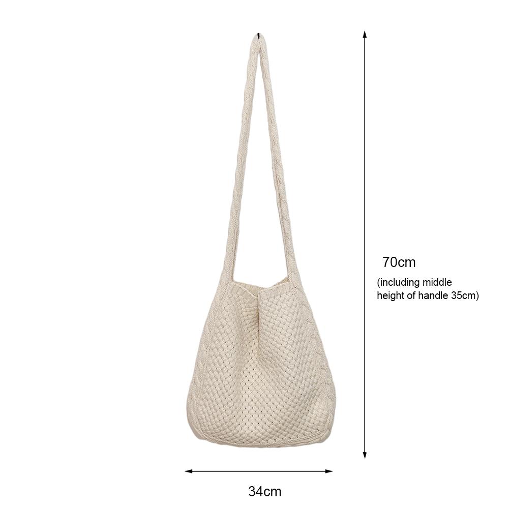 Женские сумки через плечо, повседневные однотонные вязаные сумки, вязанные вручную женские сумки на плечо, дорожные сумки-тоут для девочек